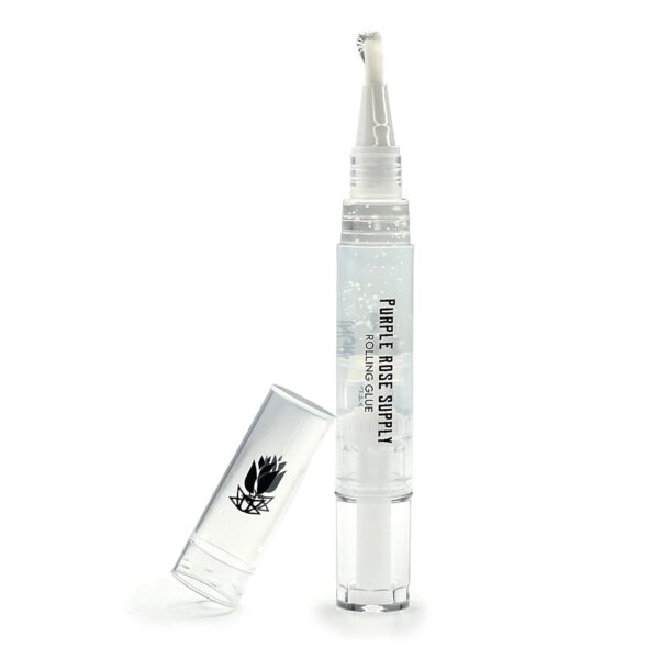 Purple Rose Supply Rolling Glue – 4ml Glue Pen with Brush Applicator – Natural Plant Cellulose – Spit-Free Rolling Alternative – Glue Stick