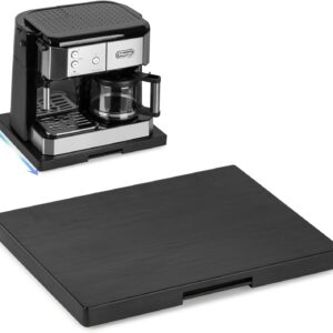 Appliance Slider, Wooden Sliding Tray for Coffee Maker, Coffee Pot Slider for Counter, Kitchen Caddy Rolling Tray (Classic Black- Wide)