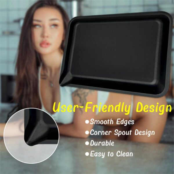 Rolling Tray - 7.8 x 5.8 inch,Corner Spout Design for Easy Filling (Bright Black) - Image 3