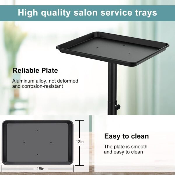 Salon Tray, Salon Rolling Tray with Adjustable Height, Salon Color Tray, Salon Tray on Wheels, Hair Color Tray and Hair Stylist Tray Non-Rusting - Image 3
