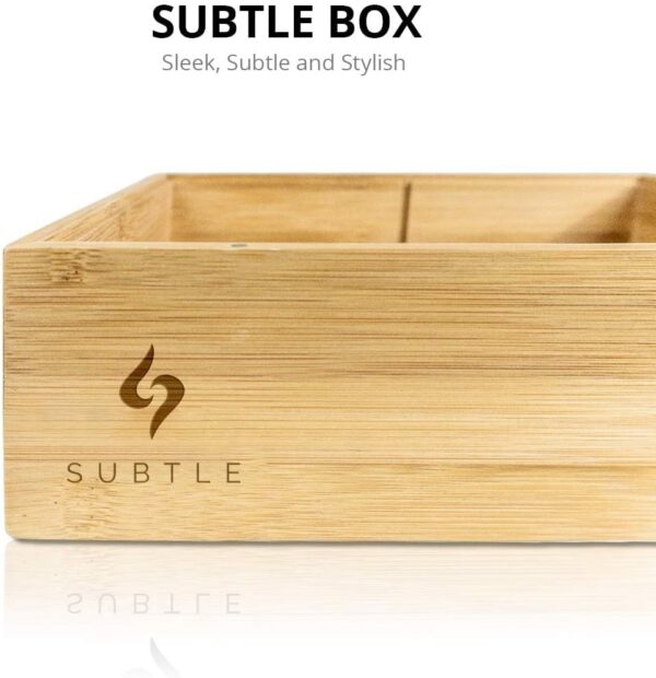 Large Bamboo Stash Box w/Ample Storage Space to Organize Herb Accessories - Comes with Convertible Rolling Tray Lid - (10" x 8" x 3.5") - Image 7