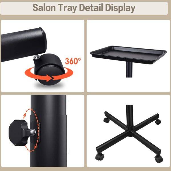 Salon Tray on Wheels-Height Adjustable Salon Rolling Tray-Color Tray for Hair Salon - Image 2