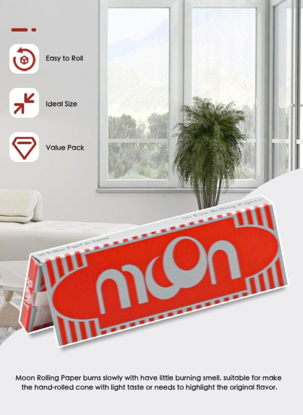 MOON Wood Classic Cigarette Rolling Papers Tobacco Smoking Papers (70mm),50 Booklets - Image 5
