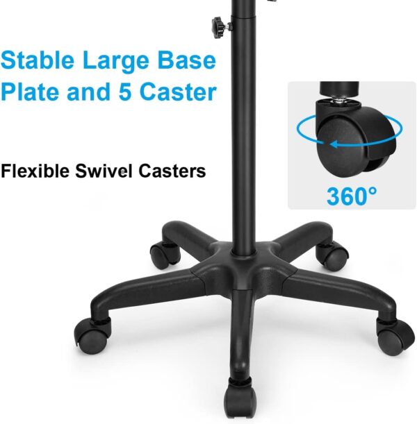 Salon Tray Cart Premium Aluminum Tattoo Tray Rolling Trolley Adjustable Height Storage Utility Cart for Clinic Spa Rolling Tray (Black) - Image 5