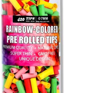 420 Pack | 7mm Pre Rolled Tips | Rasta Color Filter Tips | Natural Unbleached Rolling Papers | Suitable for King Size / 110mm / 1 1/4 Size Rolling Paper