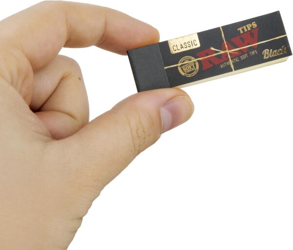 RAW Black Rolling Tips 10 Pack 50 Tips Per Pack = 500 Tips - Taste the Terps with Classic Thin Black Tips - Image 4