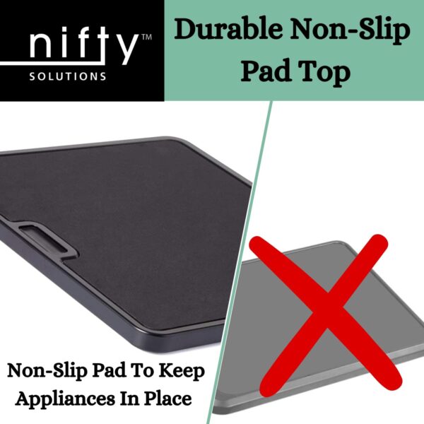 Nifty Large Appliance Rolling Tray - Silver, Home Kitchen Counter Organizer, Integrated Rolling System, Non-Slip Pad Top for Coffee Maker, Stand Mixer, Blender, Toaster - Image 6