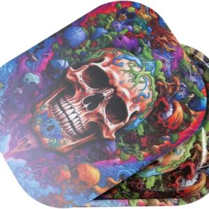 Metal Tray with Soft PVC Magnetic Lid Small Cute Decorative Tray Ideal Storage for Home or on The Go, 7"" x 5.5"" (Multicolor- Skulls)