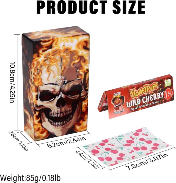 Flavored Rolling Papers Kit | Flavoured Rolling Papers With 6 Different Fruit | 100's Plastic Cigarette Case | Glass Filter Tip - Image 3