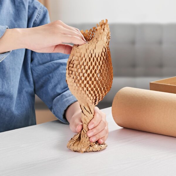 JARLINK Honeycomb Packing Paper, 15"x 213' Bubble Packing Wrap for Packing/Shipping/Moving, Eco-Friendly Bubble Packing Paper Wrapping Roll, Recyclable Moving Supplies With 20 Fragile Sticker Labels - Image 8