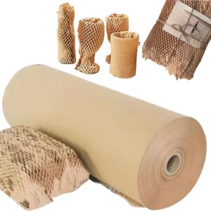 Eco Friendly Honeycomb Packing Paper, 15" x 820' Honeycomb Cushioning Wrap Roll for Moving Shipping Packaging Gifts, Recyclable Paper Bubble Wrap Alternative