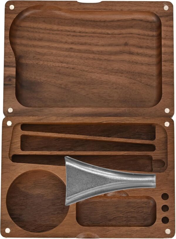 Rolling Tray with Magnetic Lid, Durable Walnut Tray with Storage Space to Organize, Easy to Clean and Carry, Perfect for Home Storage or Travel - Image 8