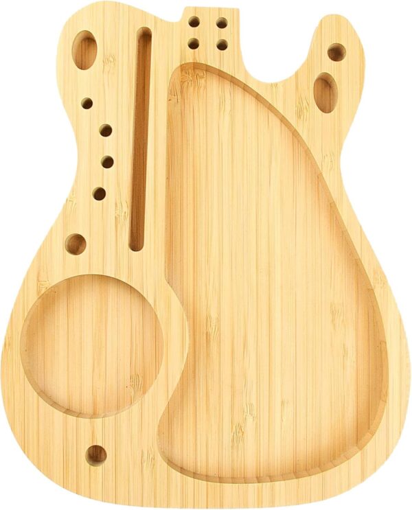 Bamboo Rolling Tray, Large Cigarette Tray, Decorative Tray with Rolling Paper Grinder Cigarette Slot(Guitar - 9.06'' x 7.29'')
