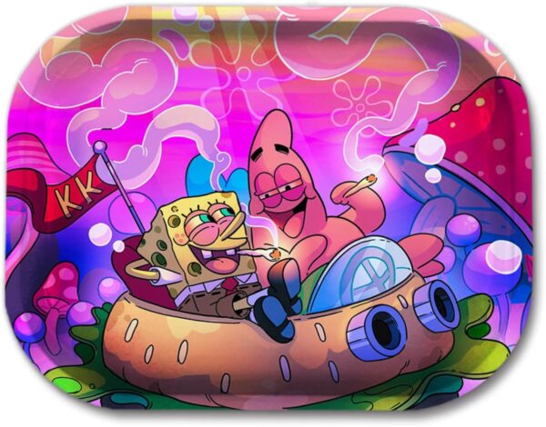 Cute Pink Cartoon Metal Rolling Tray 7''x5.5'' - Perfect Smoke Accessories for Rolling Papers, Grinders, Set and PreRolled Cones - Original Custom Fan Art