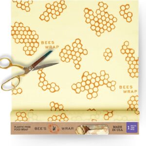 Bee's Wrap Beeswax Wraps for Food - Honeycomb Cut to Size Wax Paper Roll - Made in USA Reusable Waxed Paper & Bowl Covers - Organic & Eco-Friendly Alternative to Aluminum Foil & Plastic Wrap