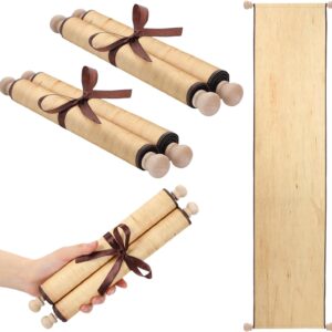 Epakh 2 Pack Blank Paper Scrolls 9 x 144 Inches Wrapped on Wood Rod for Writing, Drawing, Calligraphy, Wedding Vows, Cosplay Prop, Renaissance Festivals, Tabletop Role Playing Game(Old Color)