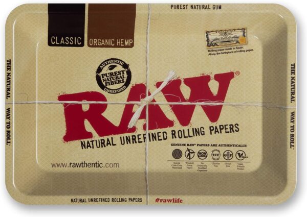 RAW Classic Rolling Tray | Size - Mini | Quality Metal and Curved Corners - No Creases