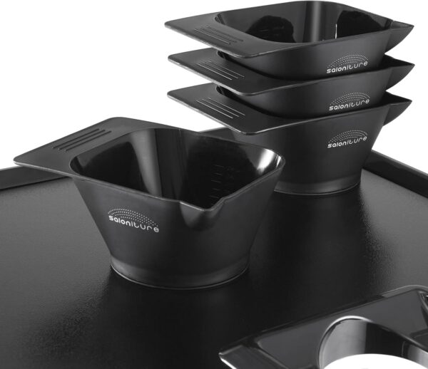 Saloniture Rolling Salon Coloring Tray - Portable Hair Stylist Trolley with Magnetic Bowls, Black - Image 3