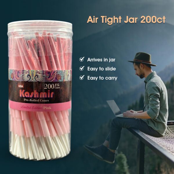 Kashmir Pink Pre Rolled Cones King Size 200 Count – Stylish Pink Rolling Cones with Tips, Unbleached Paper, Slow Burning, Easy Fill, Bulk Pack - Image 2
