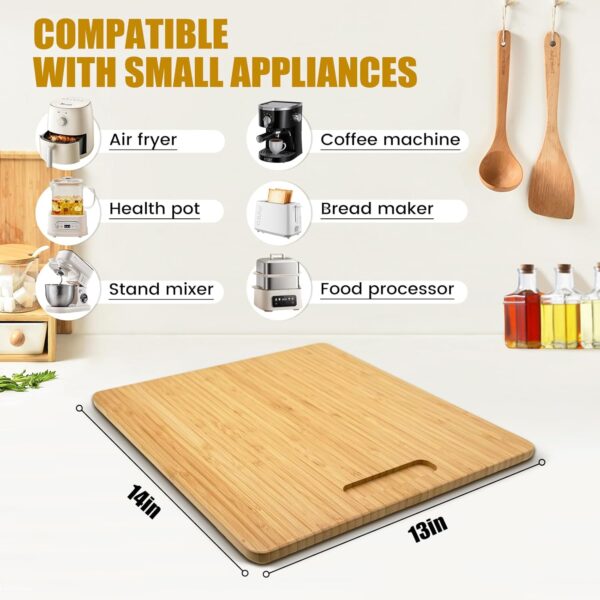 Bamboo Appliance Sliders for Kitchen Appliances, Sliding Tray with Silent Rubber Wheels for Coffee Maker, Kitchen Countertop Appliance Rolling Tray (Large 13" x 14") - Image 6