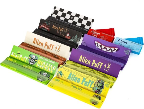Rolling Paper, Kingsizeslim 110MM Rolling Paper with Tip, 9 Pack with 5 Colors Rolling Paper + 2 Tip, Slow Burn & Ultra Thin Smoking Accessories