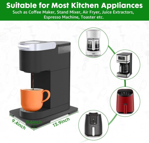 Appliance Slider 360° Rolling Tray for Coffee Maker Bamboo Coffee Pot Slider Tray Countertop Rotation Sliding Tray with Wheels, Small Appliances Mat Black(Small 13.9"×9.4") - Image 2