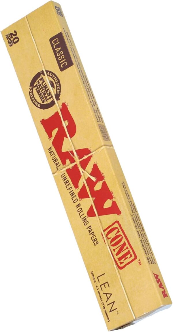 RAW Cones Classic Lean Size | 12 Packs | Natural Pre Rolled Rolling Paper with Tips | 20 Cones per Pack - Image 3