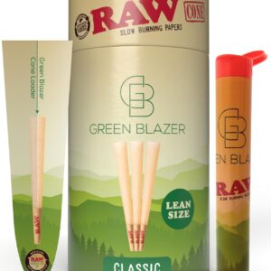RAW Cones Lean Size: 100 Pack Slim Pre Rolled Rolling Papers & Tips, Classic Flavor, Slow Burning Rawthentic Paper, 109mm