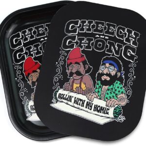 Metal Tray with Soft Magnetic Lid,Metal Small Tray with Spill Proof Cover,Cute Black Decorative Tray,Perfect for Home and On-The-Go,7” x 5.5”(Black)