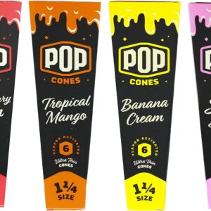 Pop Cones- Cones with a Flavor Burst Pop ( Wraps, Papers, Cones) (All 4 Flavors, 1 1/4), Red, Yellow, Blue, Orange