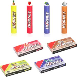 Mix Flavored Pre-Rolled Tips for Rolling Papers, Strawberry Blueberry Pineapple Cream, Ø7mm Filters (4 packs of 10)