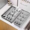 EOOXEKFX Weiliya UNRRZLCA Kitchen Drawer Organizer Tray,Drawer Organiser,Cutlery Tray,Expandable Utensil Tray for Kitchen,Compact Plastic Storage Organisation for Spoons - Image 6
