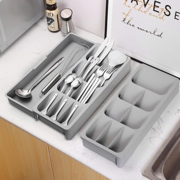 EOOXEKFX Weiliya UNRRZLCA Kitchen Drawer Organizer Tray,Drawer Organiser,Cutlery Tray,Expandable Utensil Tray for Kitchen,Compact Plastic Storage Organisation for Spoons - Image 6