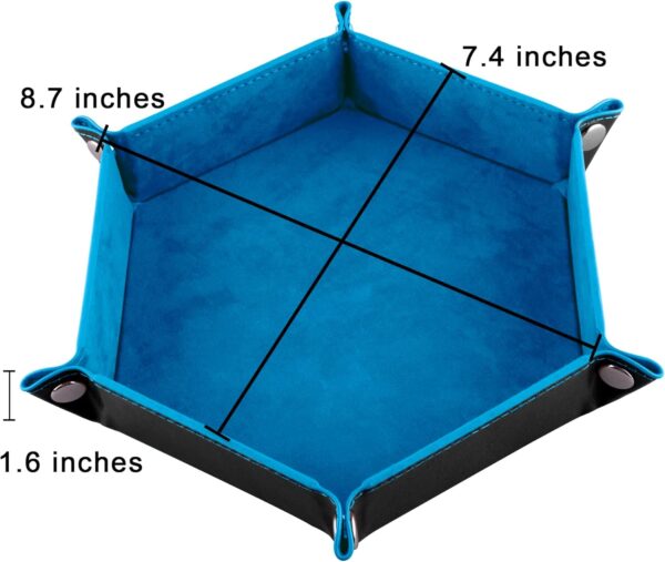 SIQUK 6 Pieces Dice Tray Hexagon Dice Rolling Holder Folding PU Leather Dice Trays for Dice Games Like RPG, DND and Other Table Games(Red, Blue, Violet, Black, Green, Yellow) - Image 2
