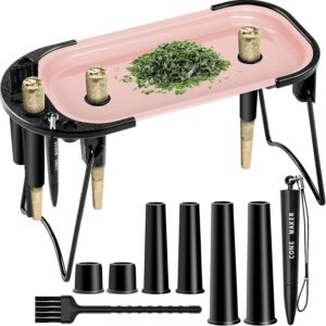 Metal Rolling Tray with Cone Loader 8.5"x3.8" for King Size & 1 1/4 Pre Rolled Cones,Pre Rolled Paper & Foldable Stand - Smoking Trays Accessories for Travel & Home