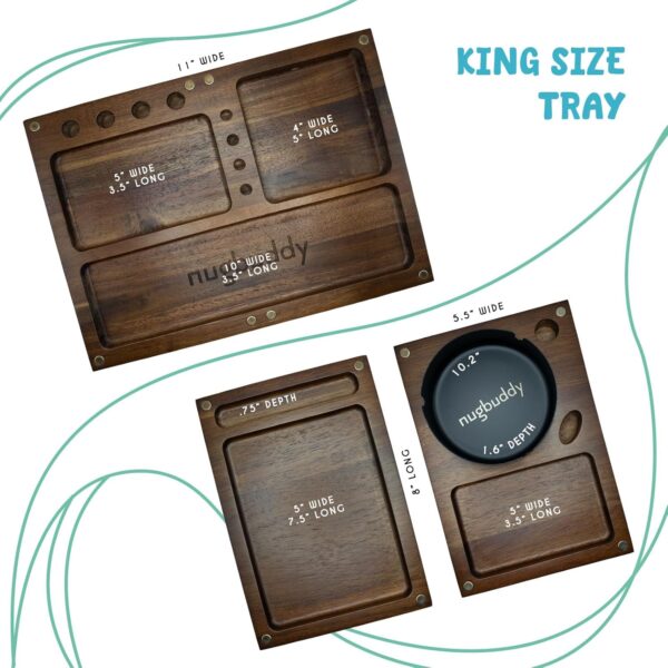 Wooden Rolling Tray - 3 in 1 Folding Design Set with Magnetic Lid - Big & Small Trays + Removable Metal Tray - Portable Accessory Kit for Car, Travel & Home - Premium Acacia Wood - Image 6