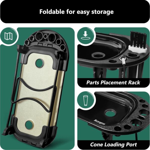 roygra Foldable Rolling Tray with Cone Loader for King or 1-1/4 Size Pre Rolled Cones - 9 x 4 inch (Black) - Image 4