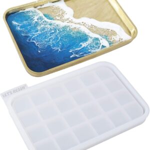 LET'S RESIN Resin Tray Mold,Rectangle Rolling Tray Molds for Resin,Sturdy Silicone Tray Molds with Edges,Large Rolling Tray Molds for Epoxy Casting,DIY Jewelry Holder,Home Decoration