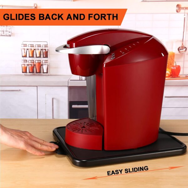 Kitchen Caddy Sliding Tray - Appliance Coffee Maker Slider, Large Rolling Tray Countertop Moving Sliders for Stand Mixer Air Fryer, Toaster, Blender, and More -11.7'' W × 13.8''D - Image 3