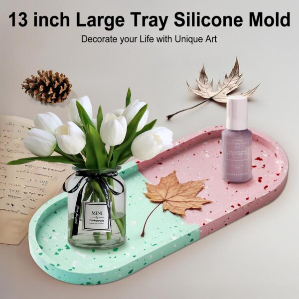 13 inch Large Resin Tray Silicone Oval Rolling Mold for DIY Handmade Decoration Crafting Gift, Big Jewelry Holder Container Plates Tray Mould【Huge Bigger Mold】 - Image 4