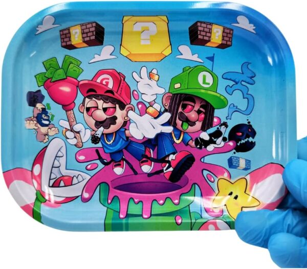 Rolling Tray. Decorative Tray for Multipurpose Use Tin is 7 x 5.5 inches. This Mario and Luigi Rolling Tray is Made of tin. Cool Cartoon Design. - Image 6