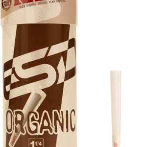 RAW Cones Organic 1-1/4 Size | 50 Pack | Pre Rolled Rolling Paper with Tips & Packing Tubes Included