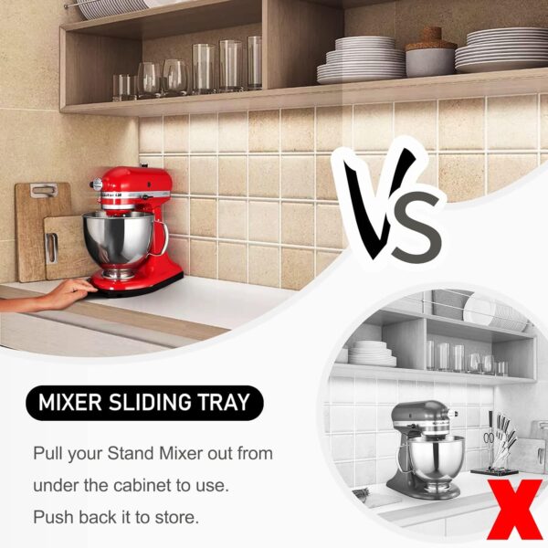 Mixer Slider for KitchenAid Stand Mixer 4.5-5 Qt,Sliding Tray Kitchen Appliance Slide Tray Mixer Mover with Smooth Rolling Wheels for Tilt-Head Stand Mixer, KitchenAid Artisan Tilt-Head Mixer - Image 3