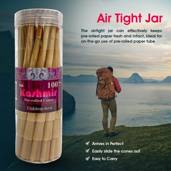 Kashmir Pre Rolled Cones Rolling Papers 1 1/4 Rolling Cones Unbleached Rolling Papers Pre Rolled Cones 78 mm Natural Fibers Easy to Use and Convenient Preroll Cones (1-1/4 200ct) - Image 5