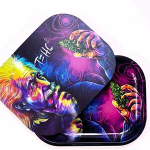 Rolling Tray with Magnetic Lid - Mini Metal Rolling Tray with Spill Proof Cover - Cute Decorative Tray - Perfect Storage for Home or On-The-Go-Small Size - 7'' x 5.5''
