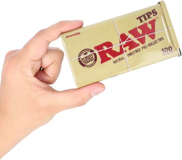 RAW Natural Unrefined 100 Tip Pre-Rolled Tin - (6) - Image 5