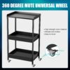 POARMEEY 3-Tier Tattoo Trolley Holder Stand with Tray and Tool Storage Platform Rolling Cart on Wheels for Tattoo Salon Spa Clinics Office Home Use - Image 4