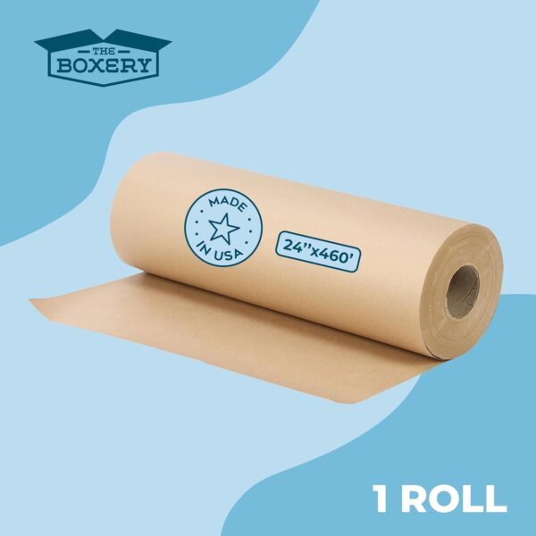 The Boxery Kraft/Brown Kraft Paper Roll, 24” x 5520” (460’)-70lb. Thickness Extra-Heavy Duty Brown Wrapping Paper,Natural Kraft Packing Paper,Void Fill,Arts and Crafts,Bulletin Boards, Gift Wrapping - Image 3