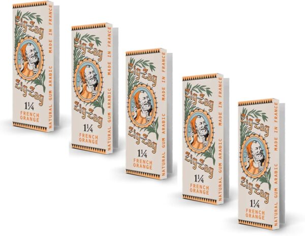 ZIG-ZAG Rolling Papers 1¼ French Orange - Limited Edition Vintage (5 Booklets) - 32 Papers Each