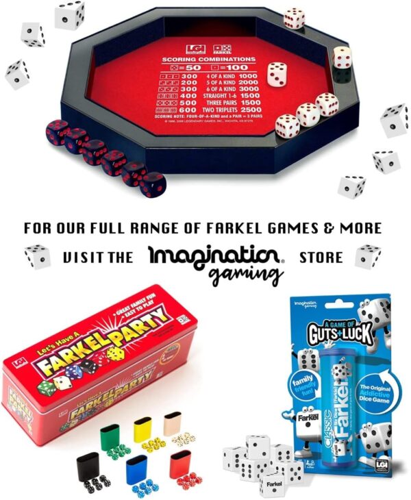 Farkel Game Set with Deluxe Dice Rolling Tray, Built-in Dice-Collection Channel, 2 Sets of Dice, 40-Sheet Scorepad, Classic Family Game - Image 6